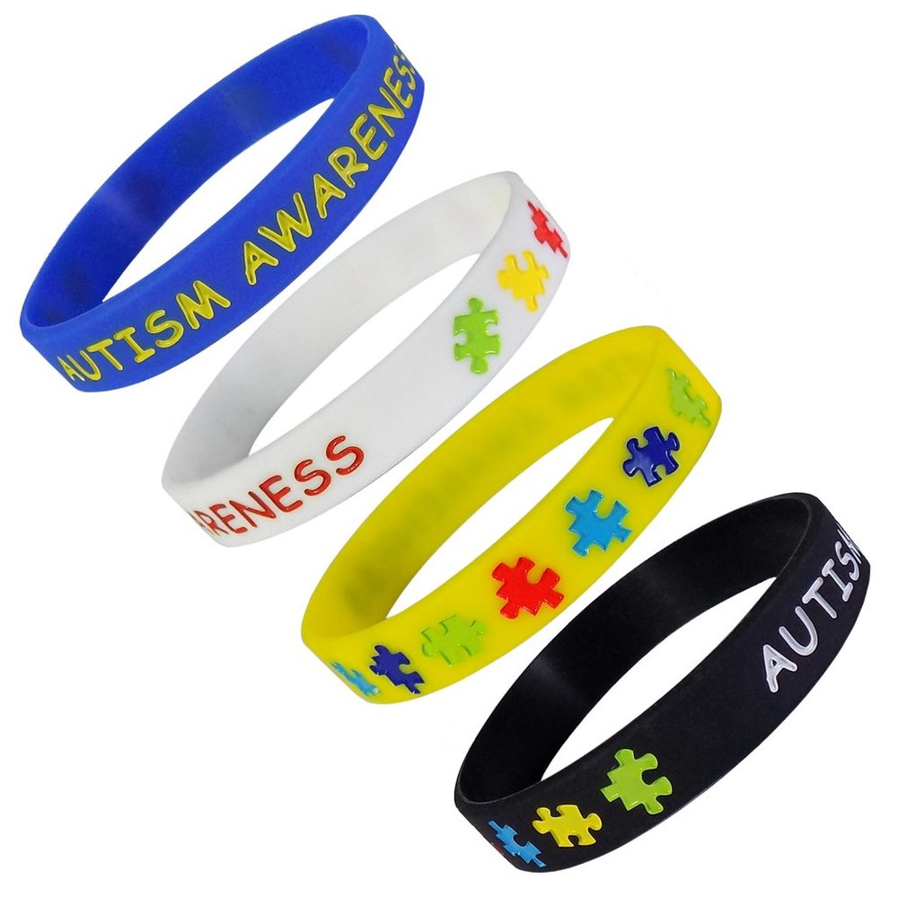 Autism Awareness Silicone Wristbands Adult Size (4 Pack)